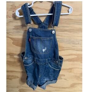 Girls Levis Denim Shortalls 6 Overalls Distressed Pockets Adjustable